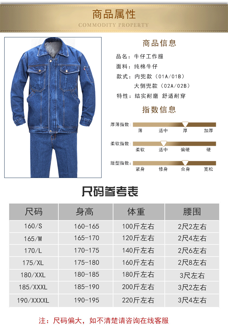 電力牛仔工作服