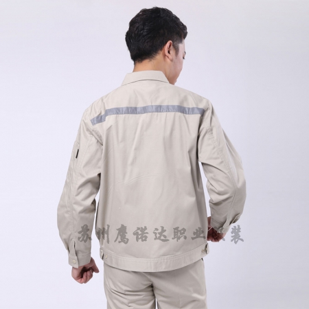 米色拼藏青CVC紗卡倉儲(chǔ)包裝工作服上裝AC112-CC